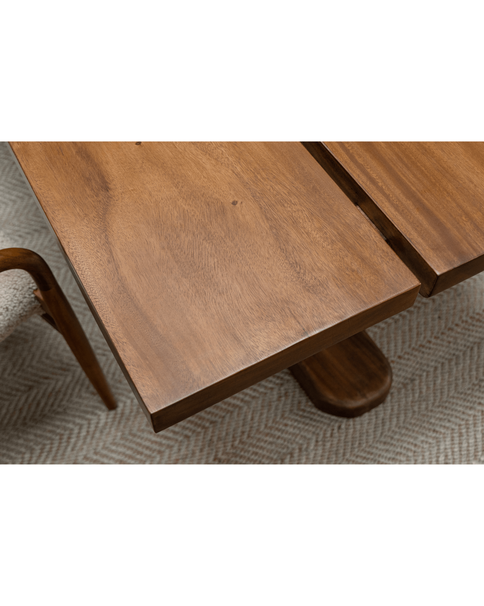 Sailboat Desk solid wood surface, showing natural wood grain and elegant craftsmanship.