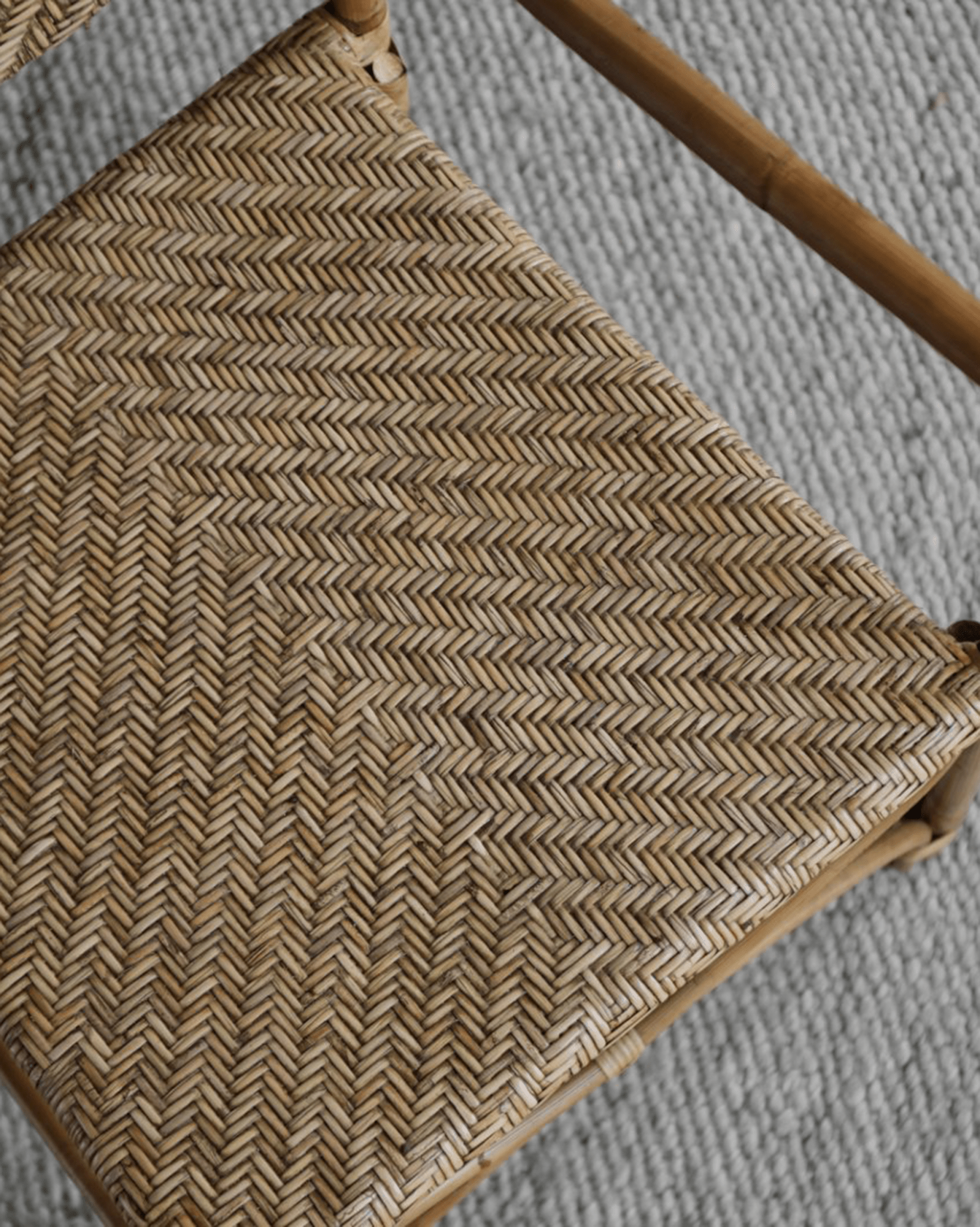 Dingee Chair woven seat detail with natural wood frame