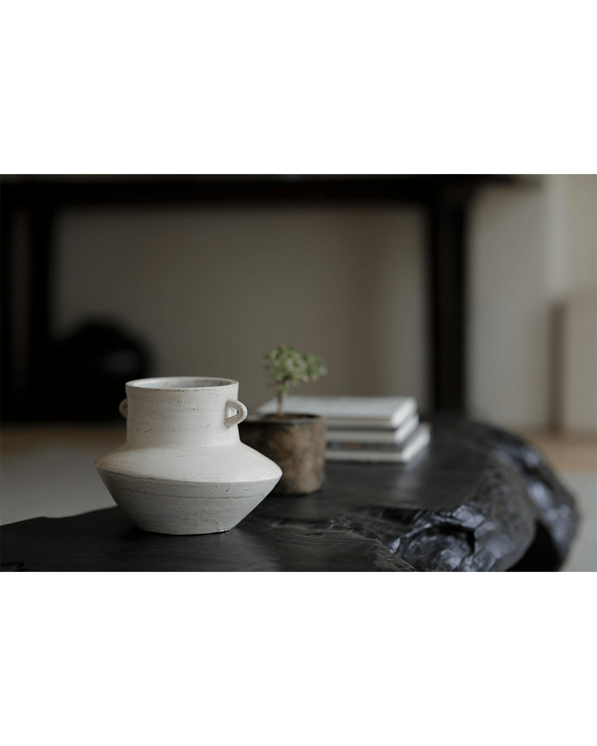 White ceramic vase with handles, minimalist design, perfect for home decor