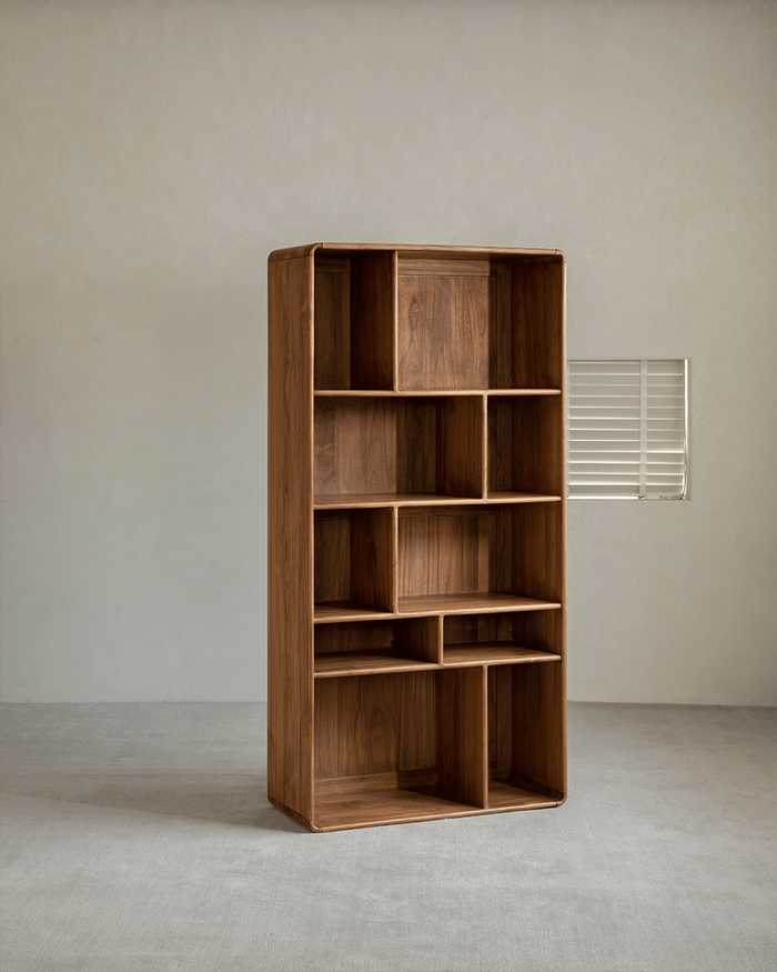 Klotski Modular Bookcase | Teak Storage Design