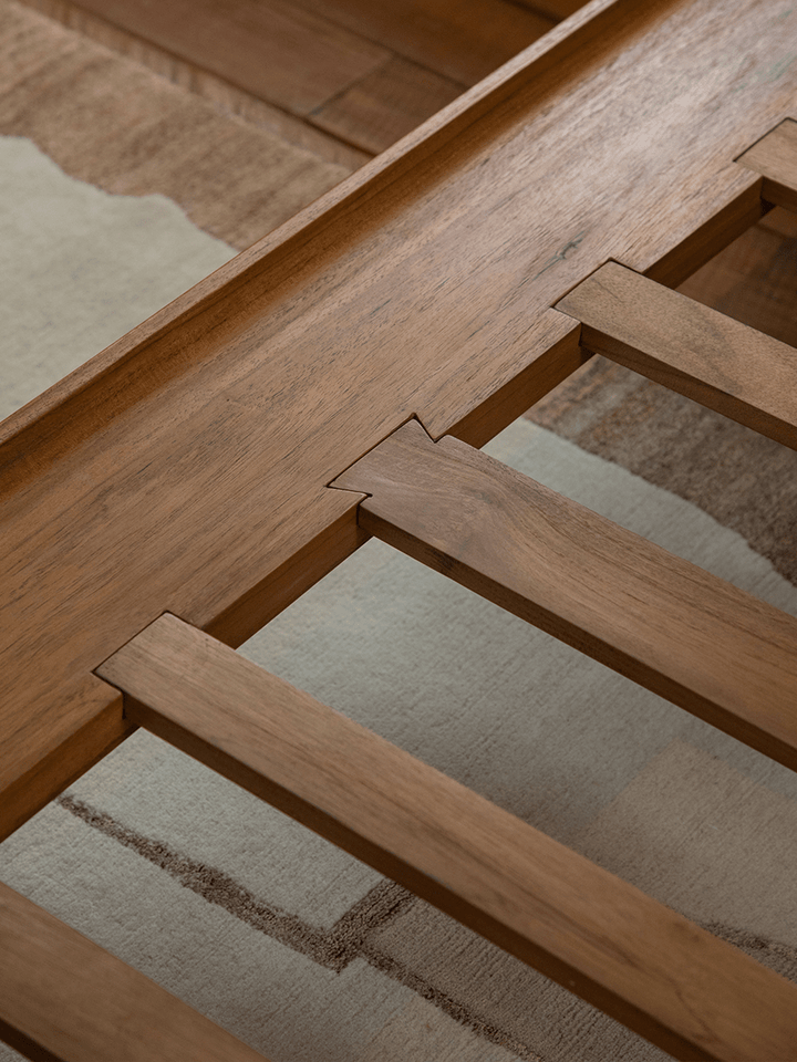 Seren Teak Linen Bed - ZM Home
