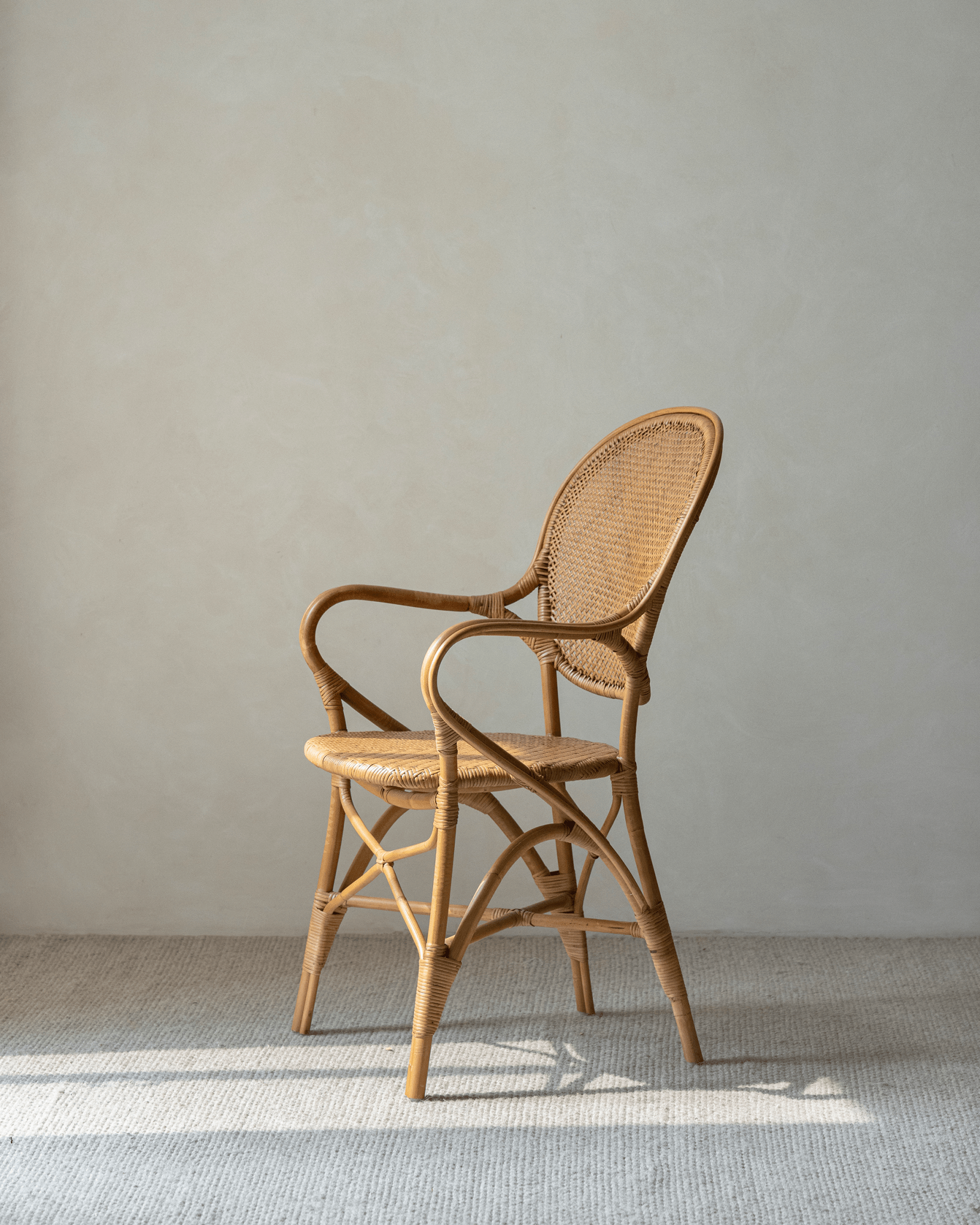 Areca Rattan Chair with Handwoven Rattan, Natural Brown Finish, Comfortable Design