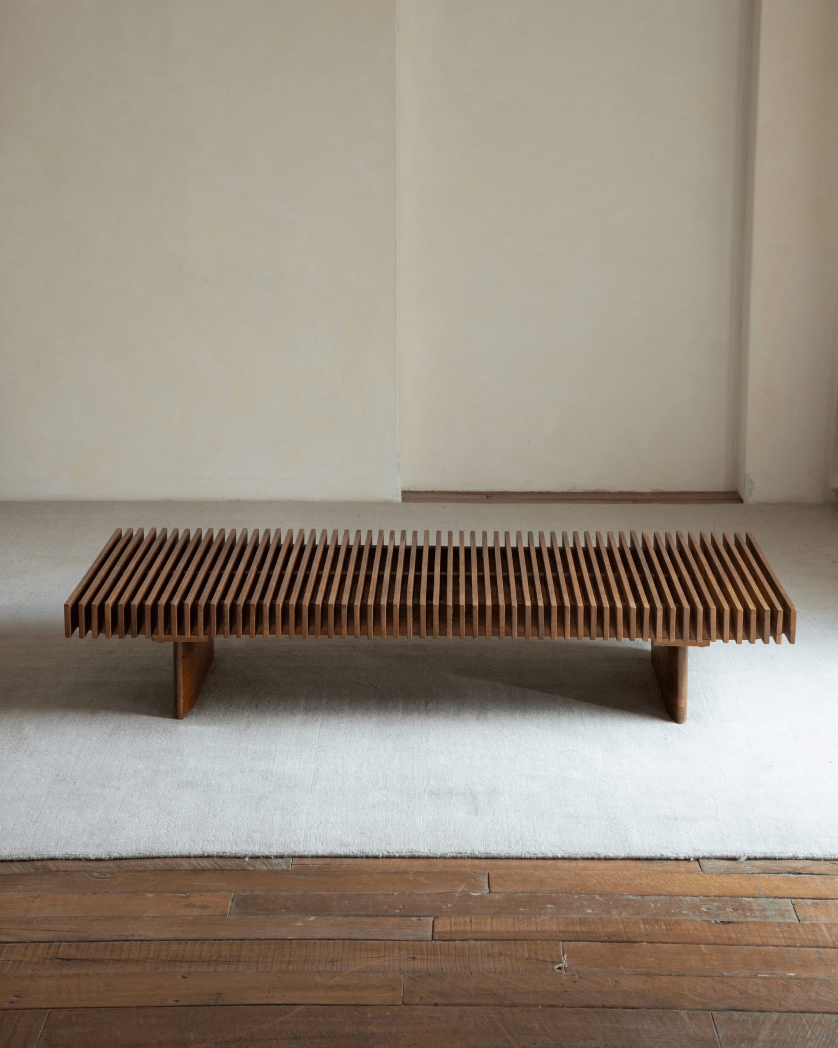 Riva Coffee Table - Solid teak slatted coffee table, modern organic design for living room