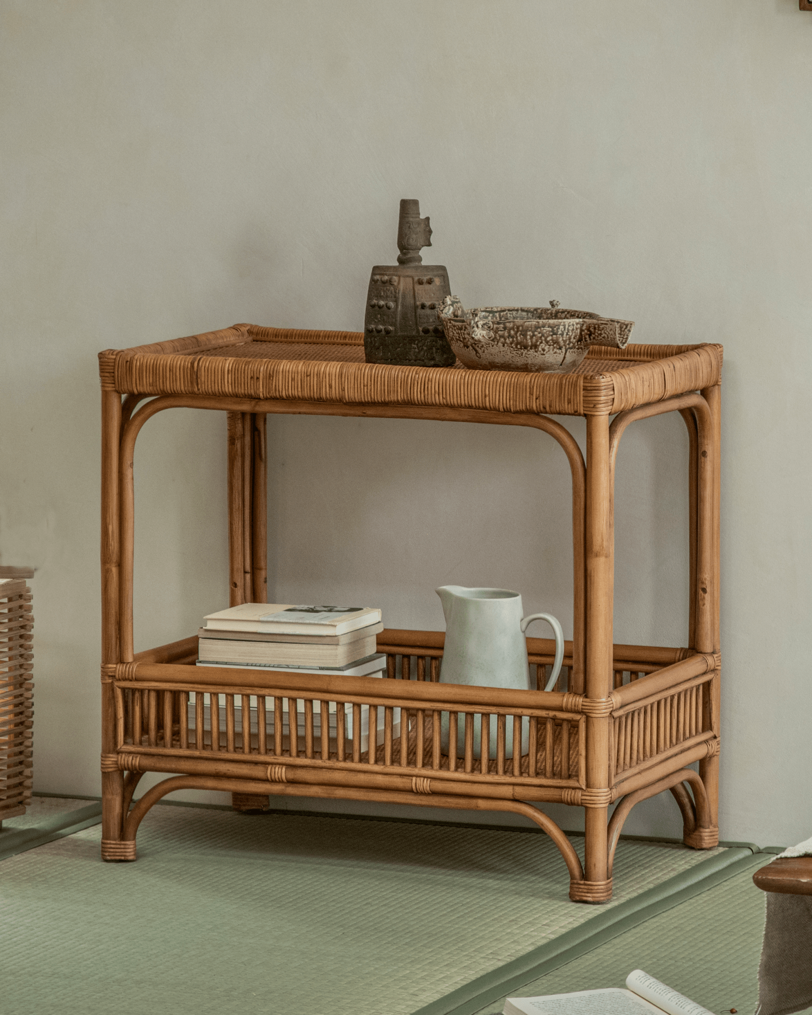 Triangle Rattan End Table Rattan End Table - Handwoven & Double Storage | ZM Home