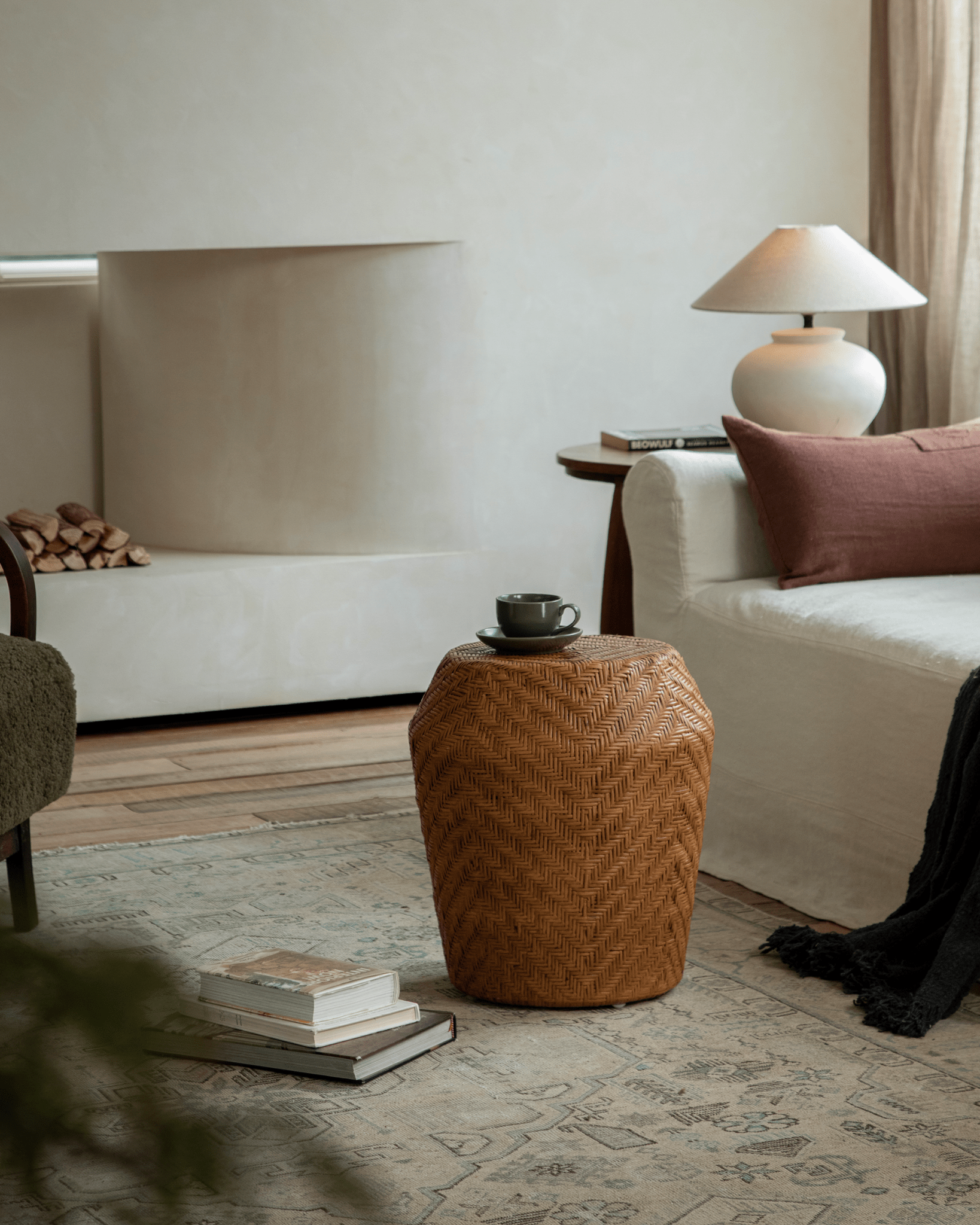 Drum Rattan Side Table - ZM Home
