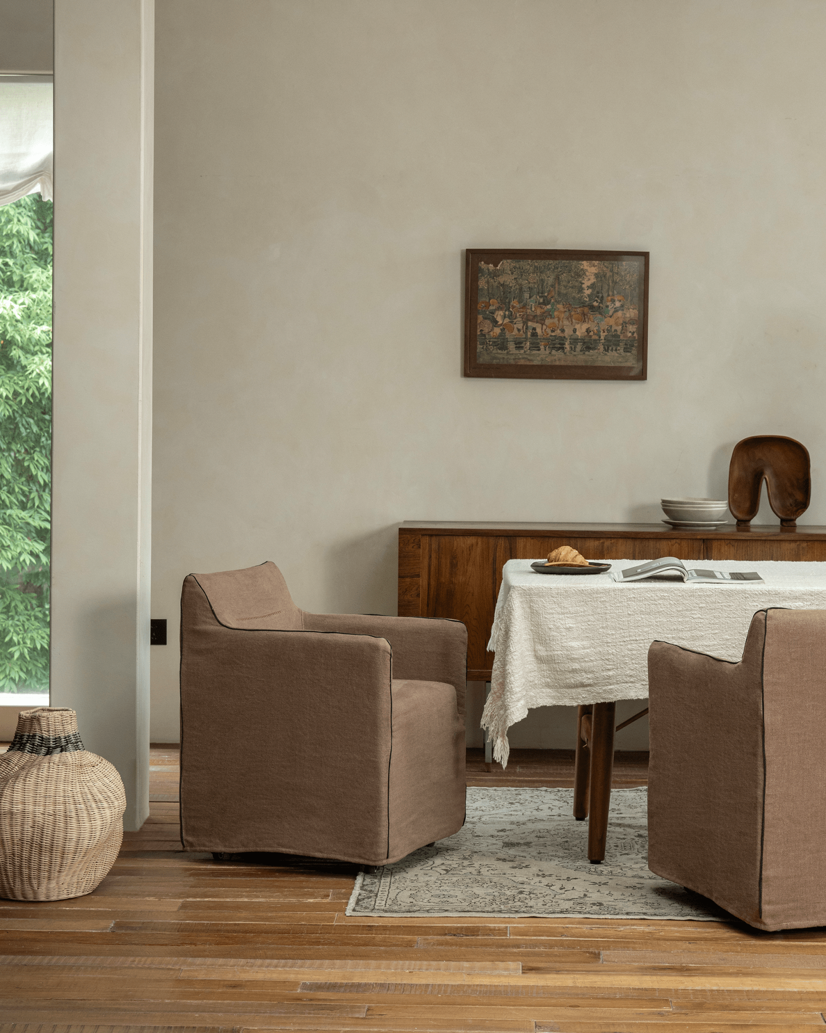 Ducy Linen Slipcover Chair - ZM Home