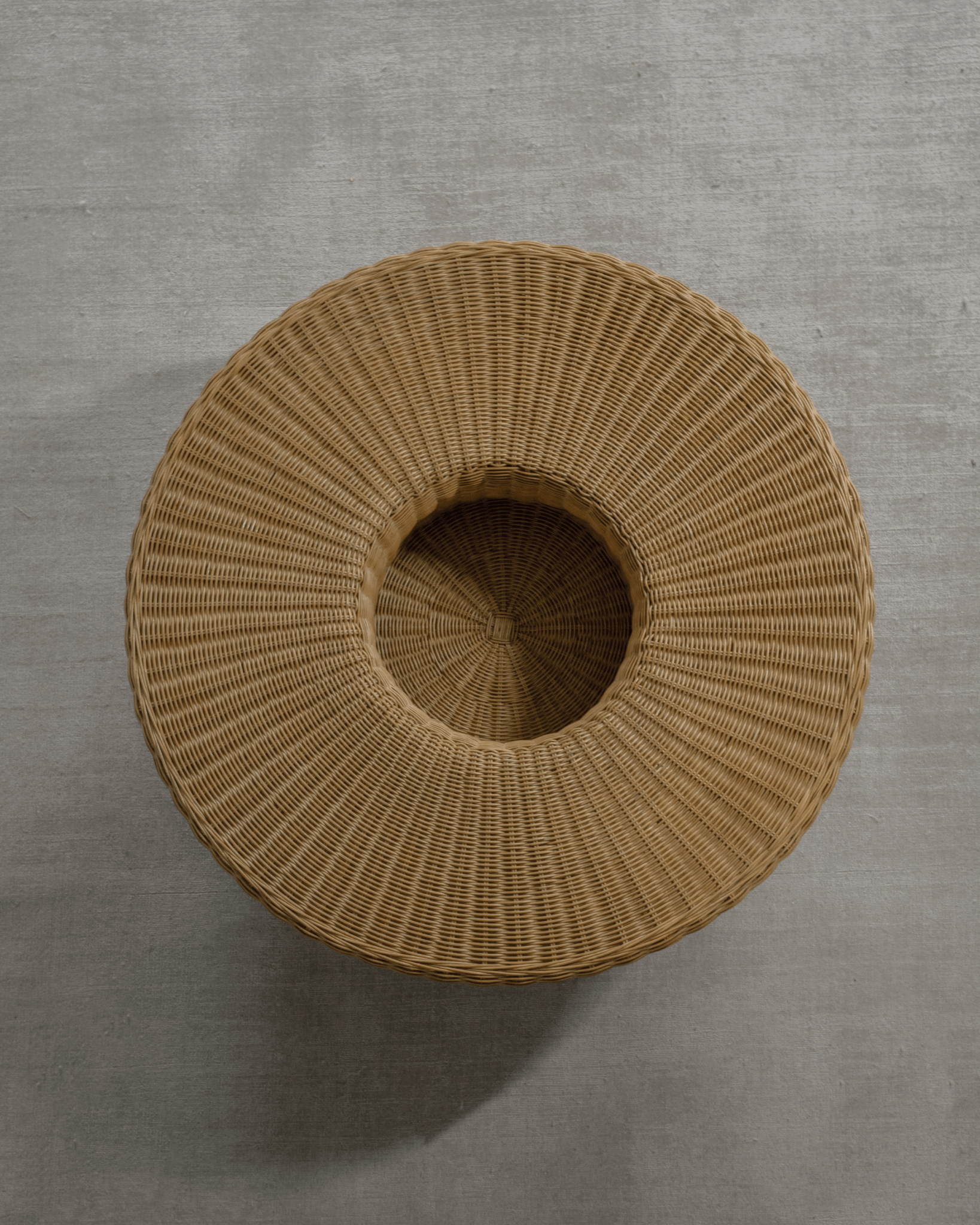 ZM Home Nest Coffee Table, round rattan design with sunken storage and natural light brown color