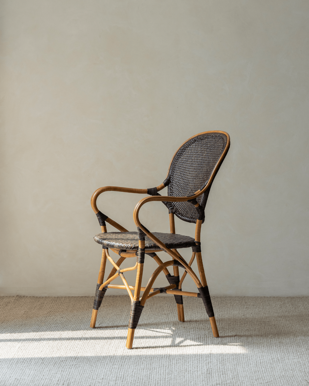 Areca Rattan Chair with handwoven seat and backrest, natural comfort design