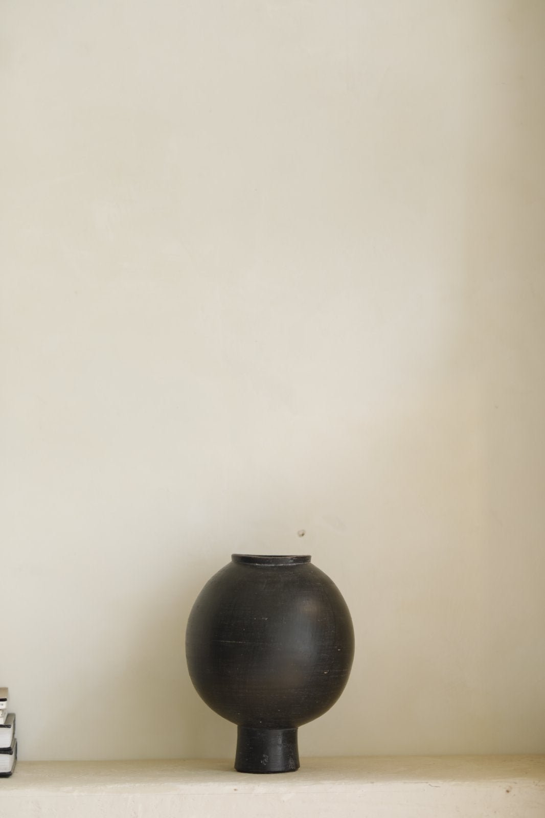 Black ceramic sphere vase, minimalist design, for home decor
