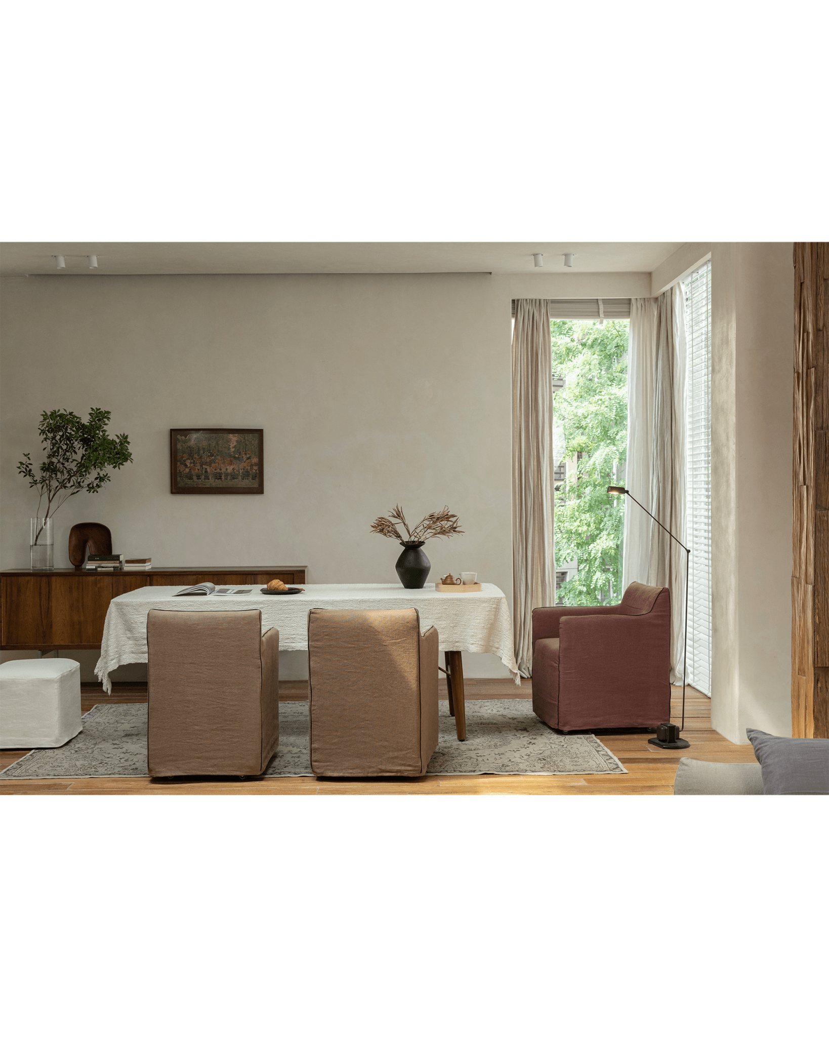 Ducy Linen Slipcover Chair - ZM Home