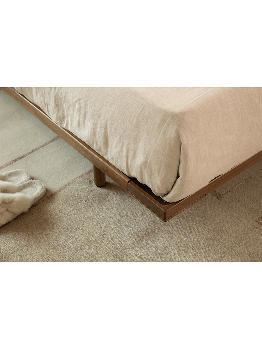 Seren Teak Leather Bed - ZM Home