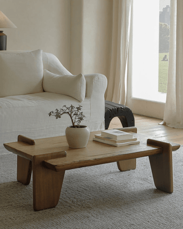 Deck Coffee Table - Rustic, natural wooden coffee table with a reclaimed wood, perfect for modern living room decor