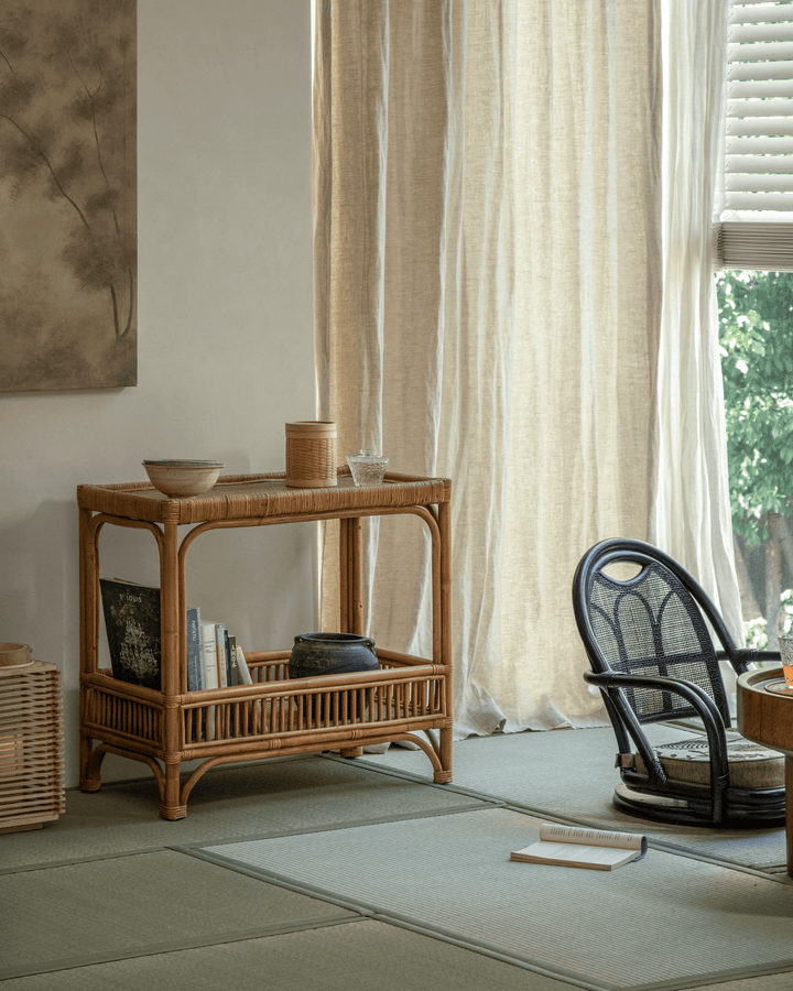 Rattan End Table - Handwoven & Double Storage | ZM Home Rattan End Table - Handwoven & Double Storage | ZM Home