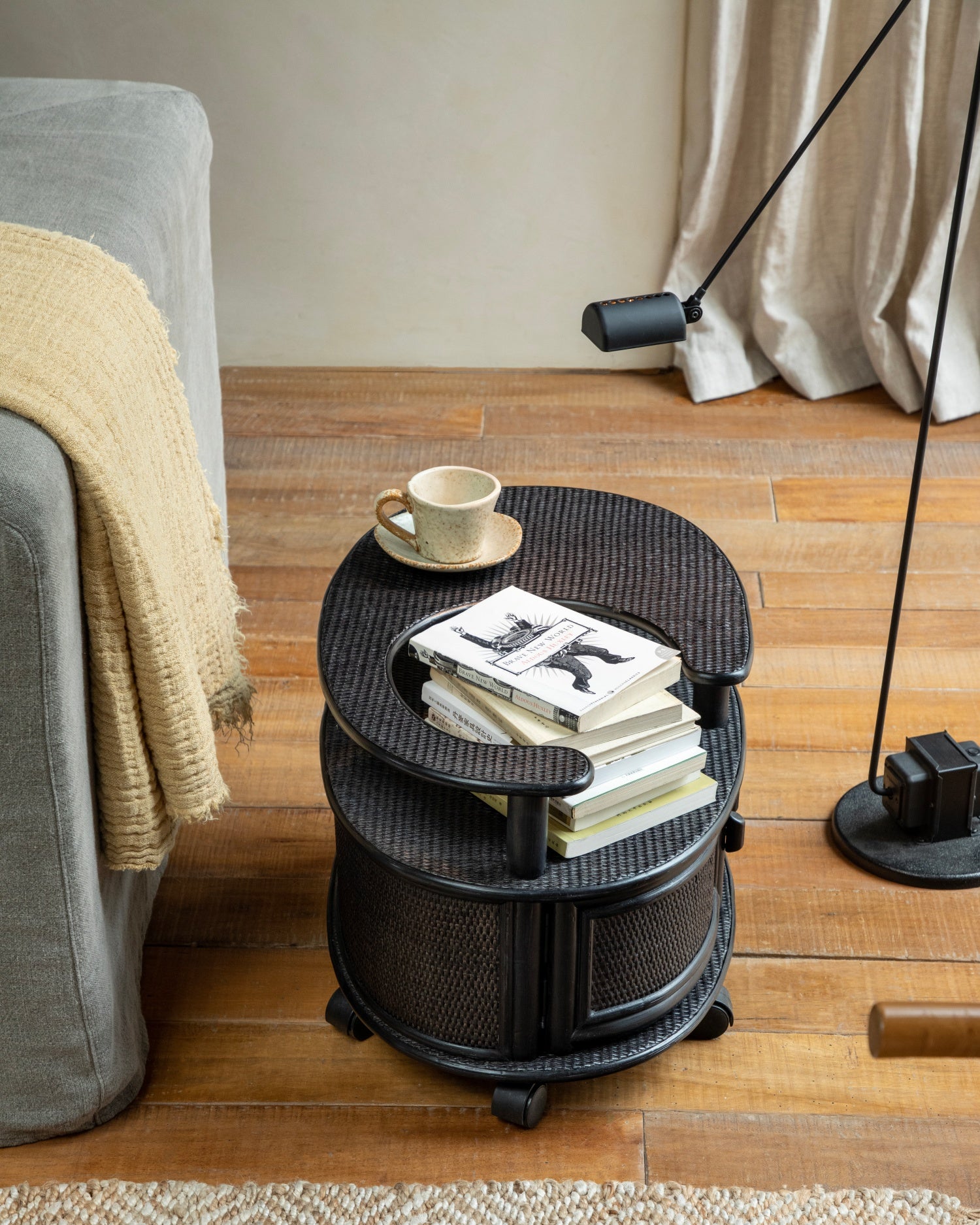 Noa Rattan Wheeled Table