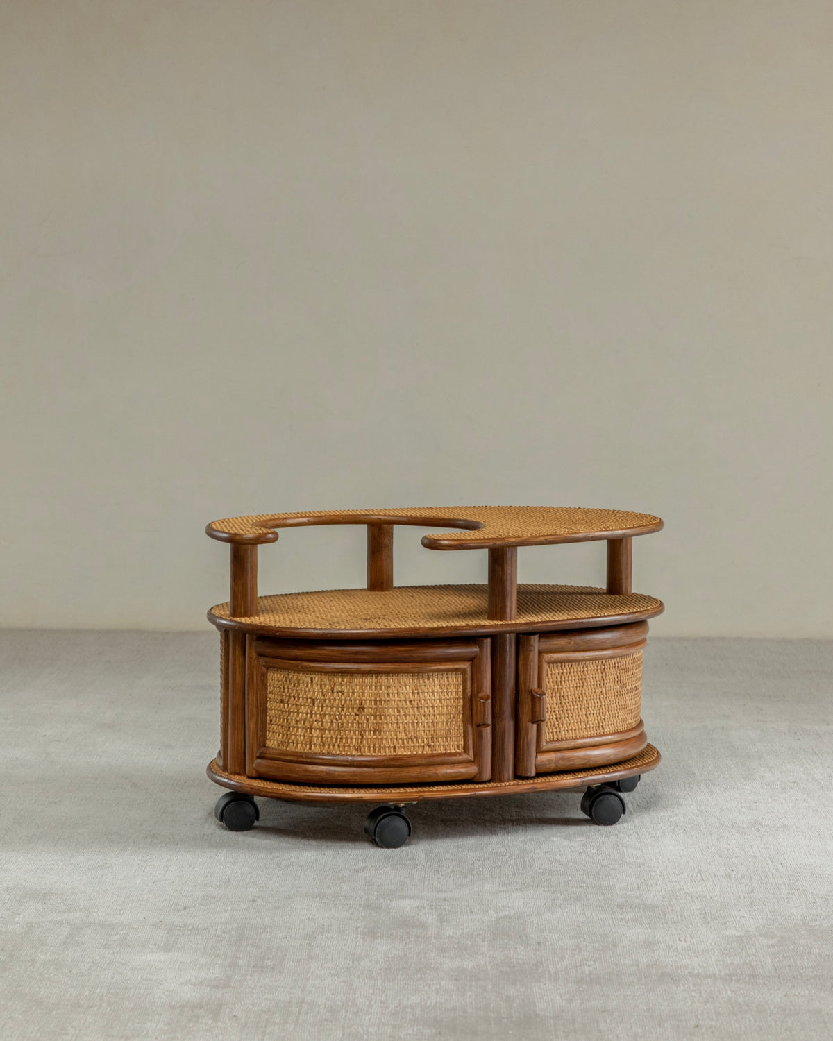 Rattan Wheeled Side Table | Double-Layer Storage - ZM Home