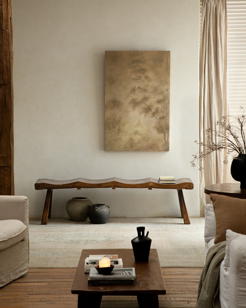 Hand-sculpted Rainwood Bench | Ergonomic Sculptural Seat - ZM Home