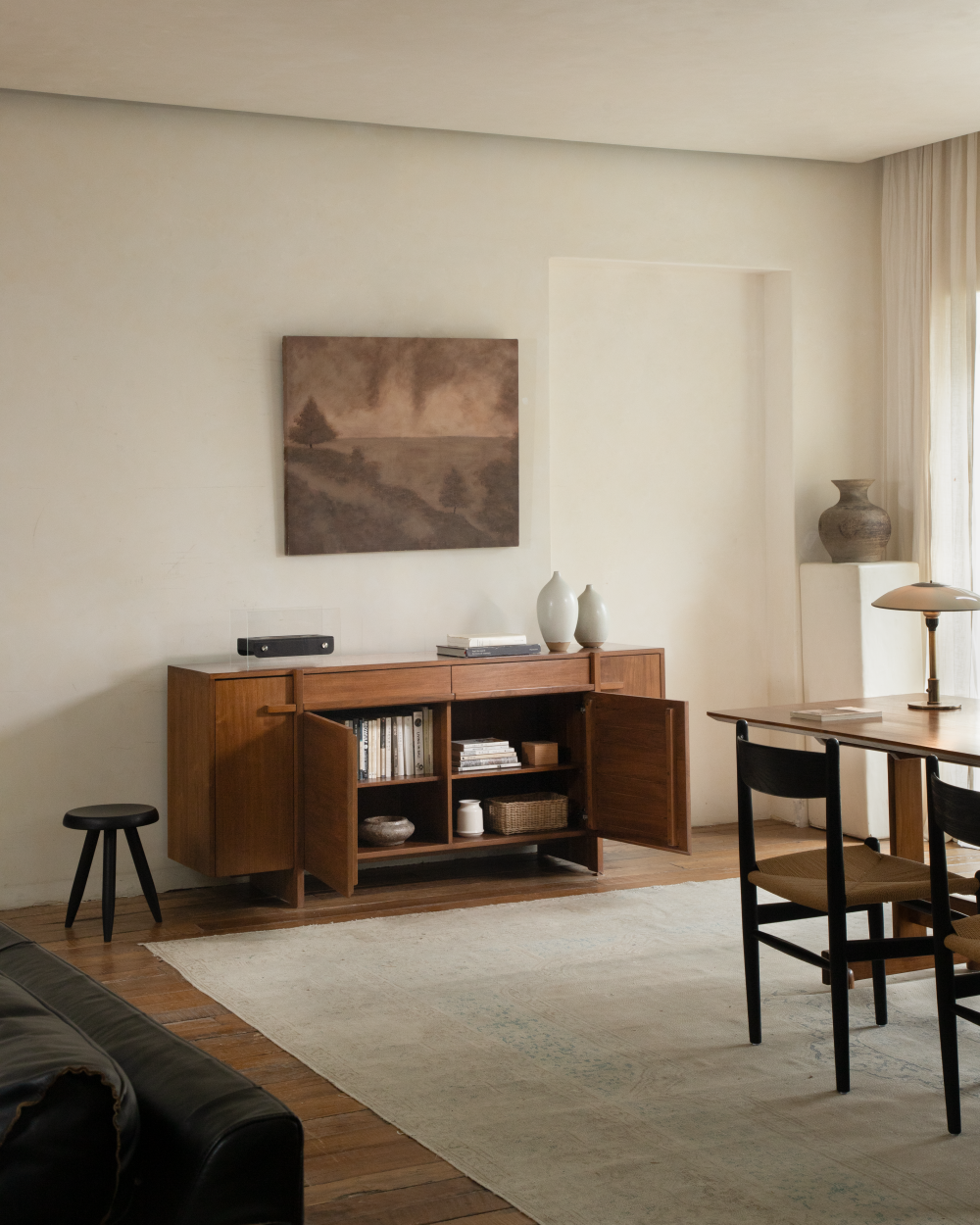 NO.42 Sideboard in teak wood, featuring open storage and a sophisticated modern design.