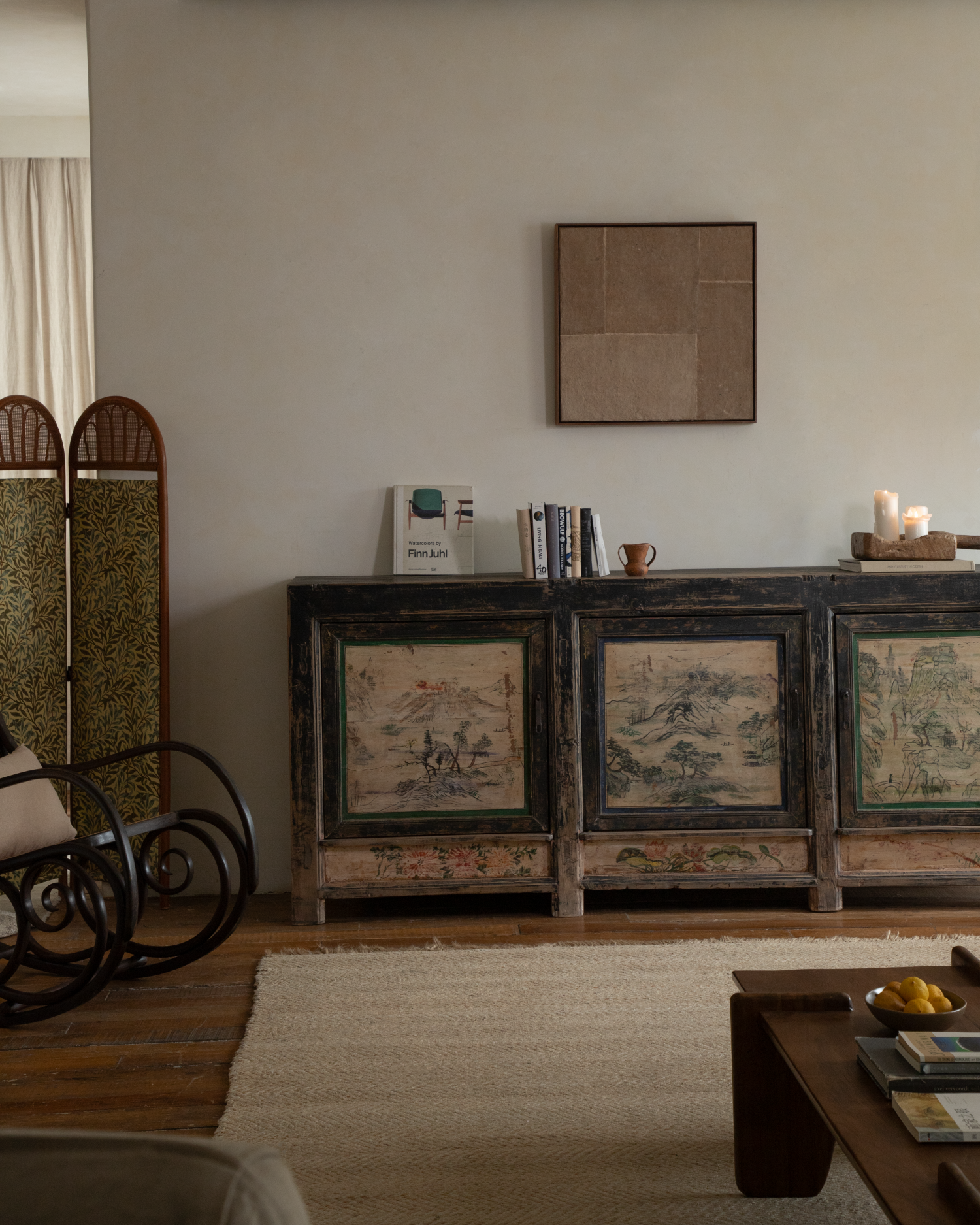Vintage Painted Landscape Sideboard