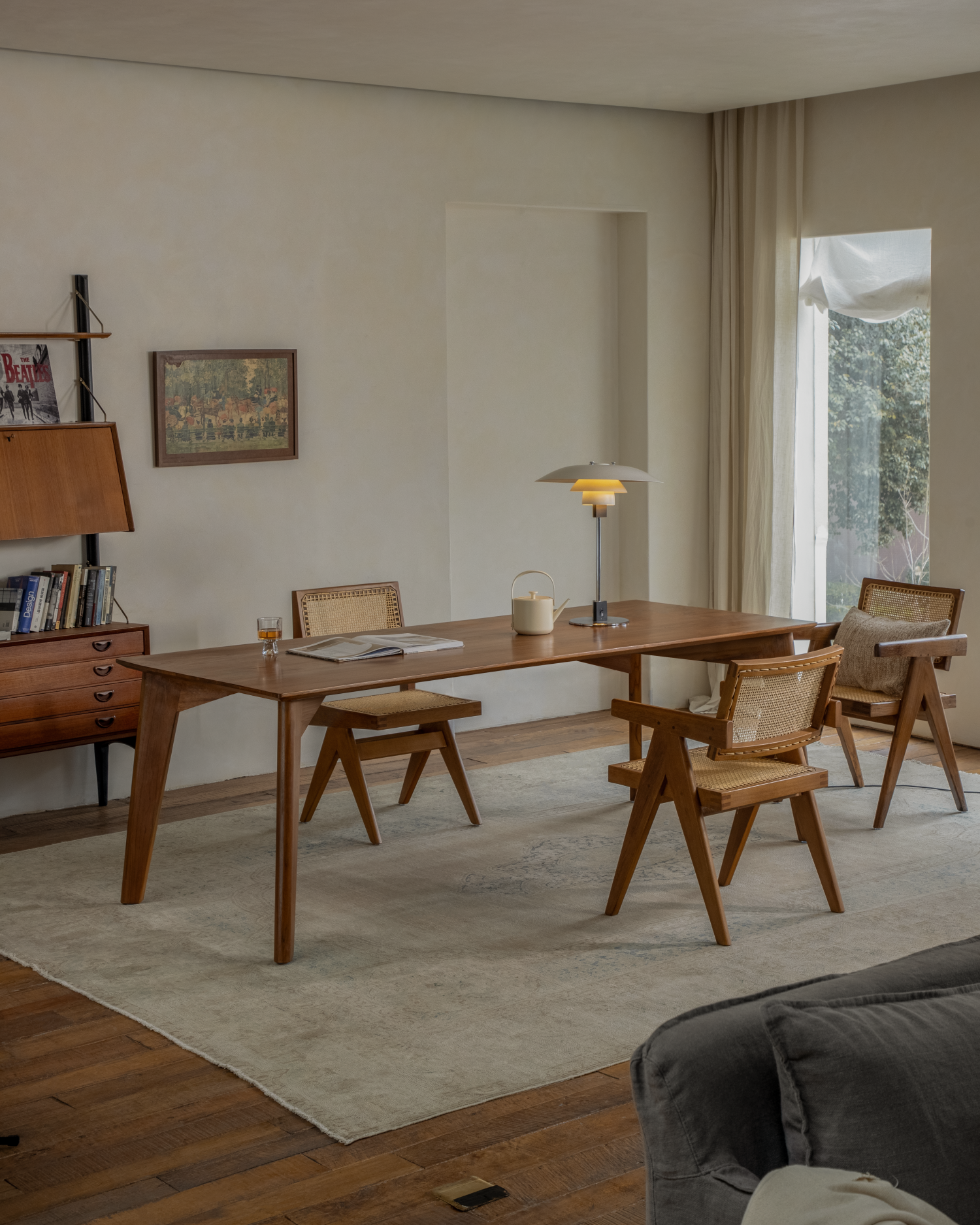 Easy Dining Table | Teak 78.7in Top, Tilted Legs - ZM Home