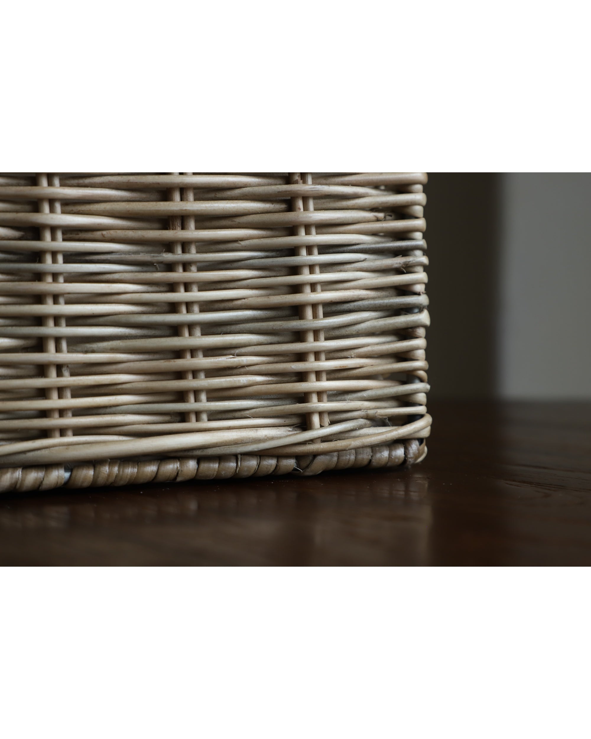 Elara storage basket woven from natural rattan close-up