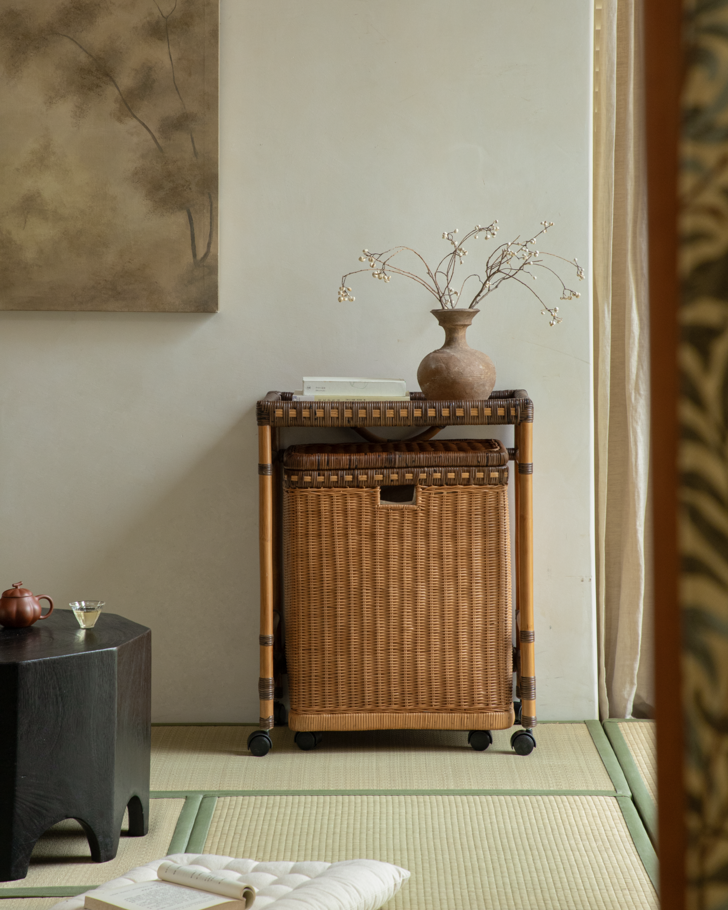 Milo Rattan Laundry Cart