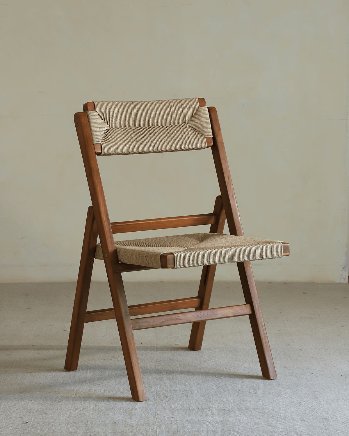 Clara Folding Teak Chair | Braided Rope & Leather - ZM Home