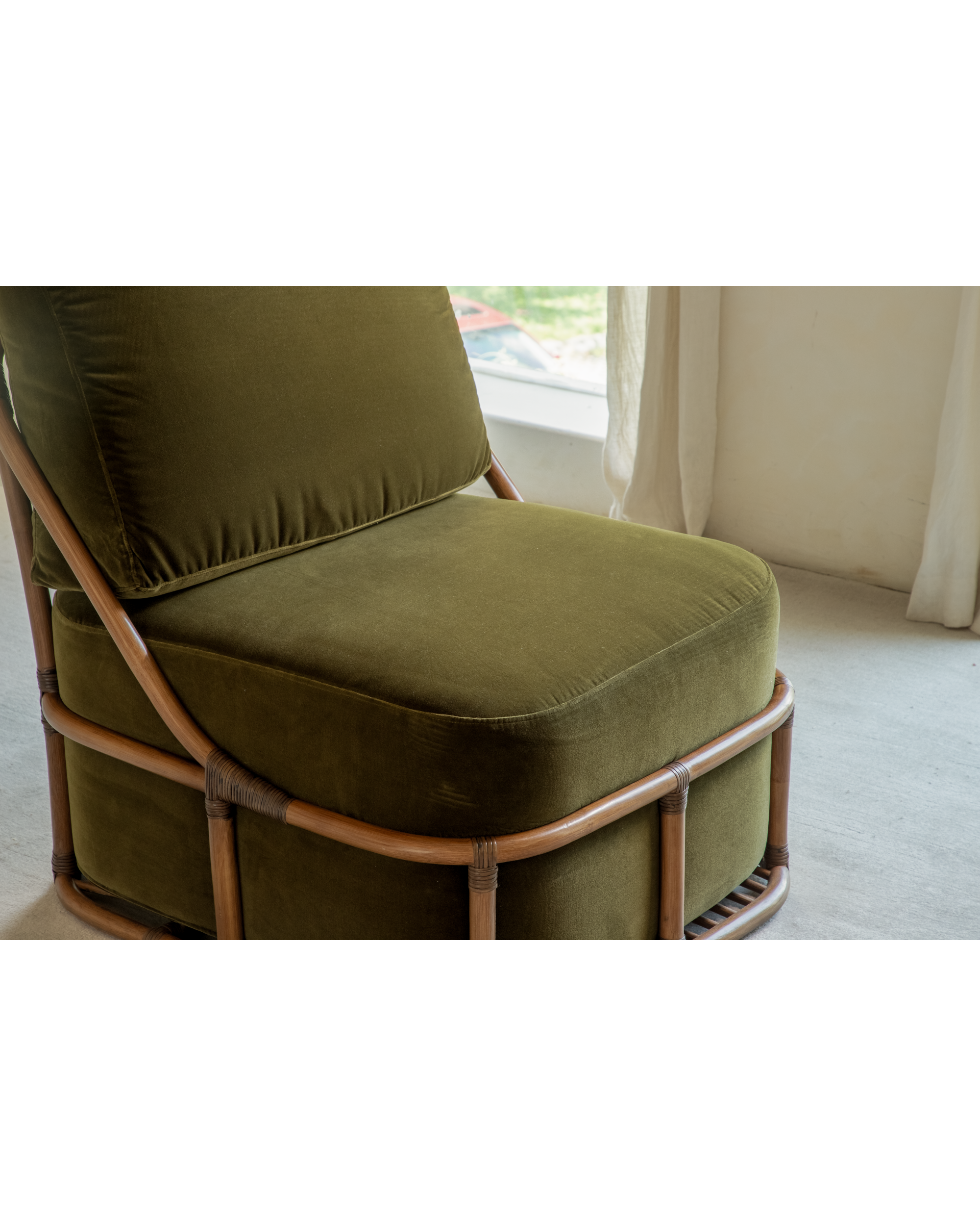 Tofu Lounge Sofa | Natural Rattan, Removable Cushion - ZM Home