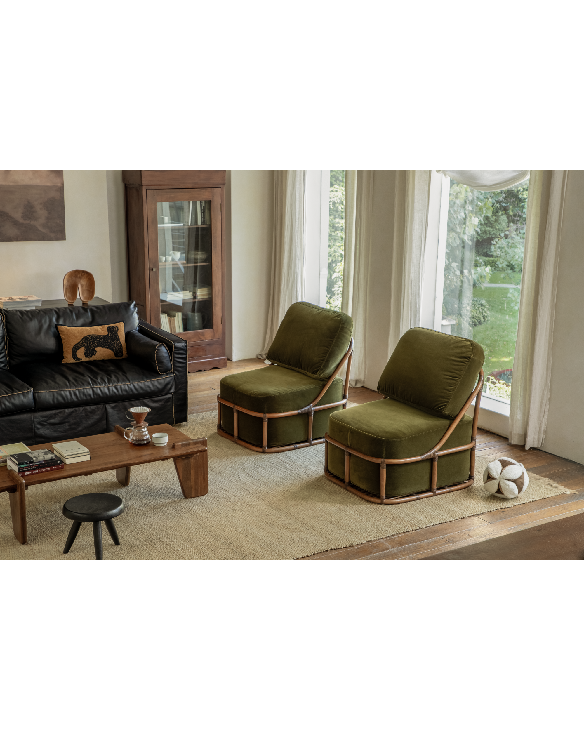 Tofu Lounge Sofa | Natural Rattan, Removable Cushion - ZM Home