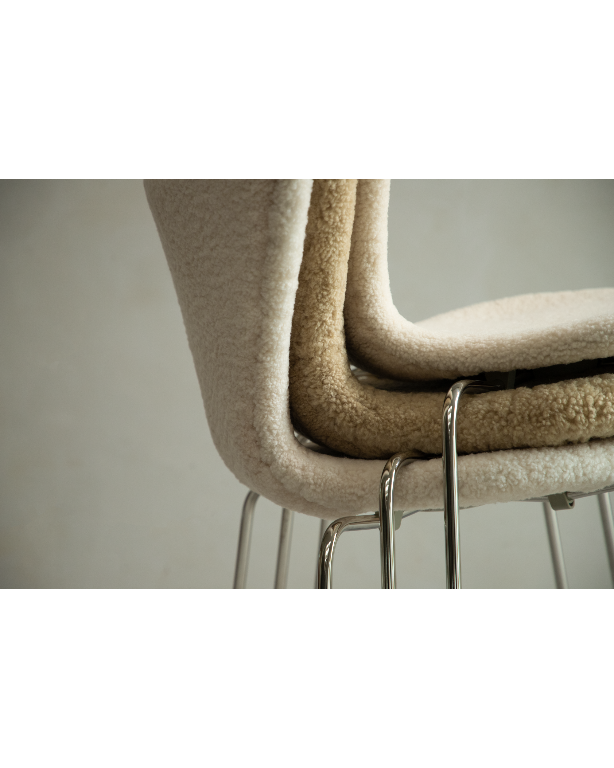 Pietra Shearling Chair | Curved Wood & Steel - ZM Home
