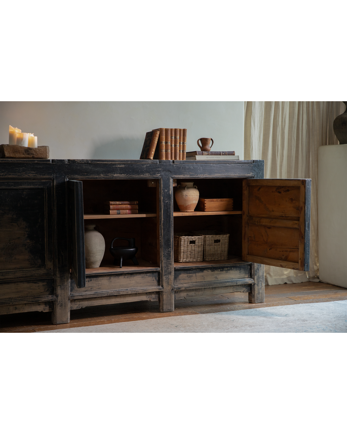 Chinese Vintage Paneled Sideboard