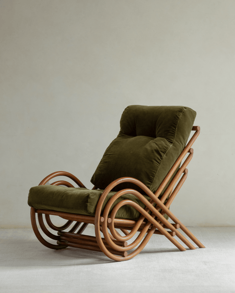 Arden Lounge Chair | Rattan Frame with Velvet Cushion - ZM Home