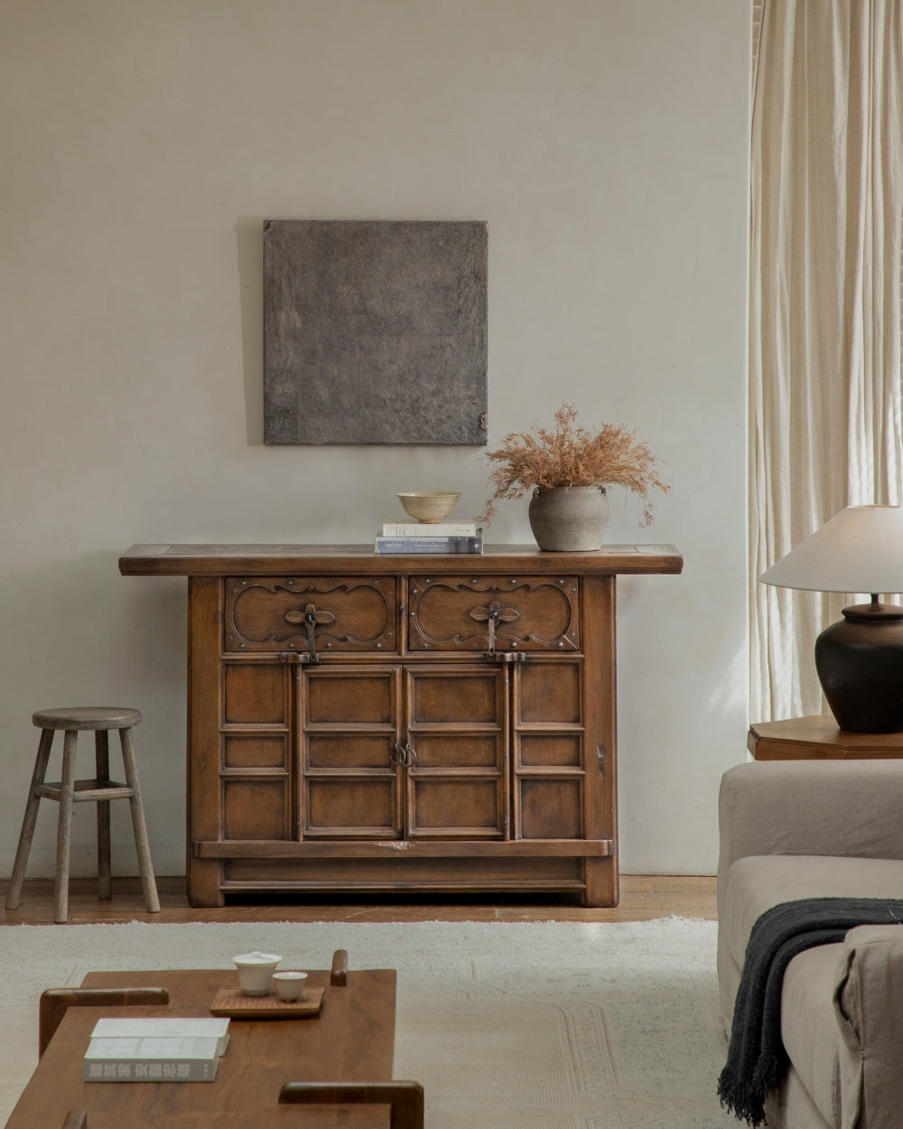 Antique Chinese Cabinet | Carved Solid Wood Storage - ZM Home