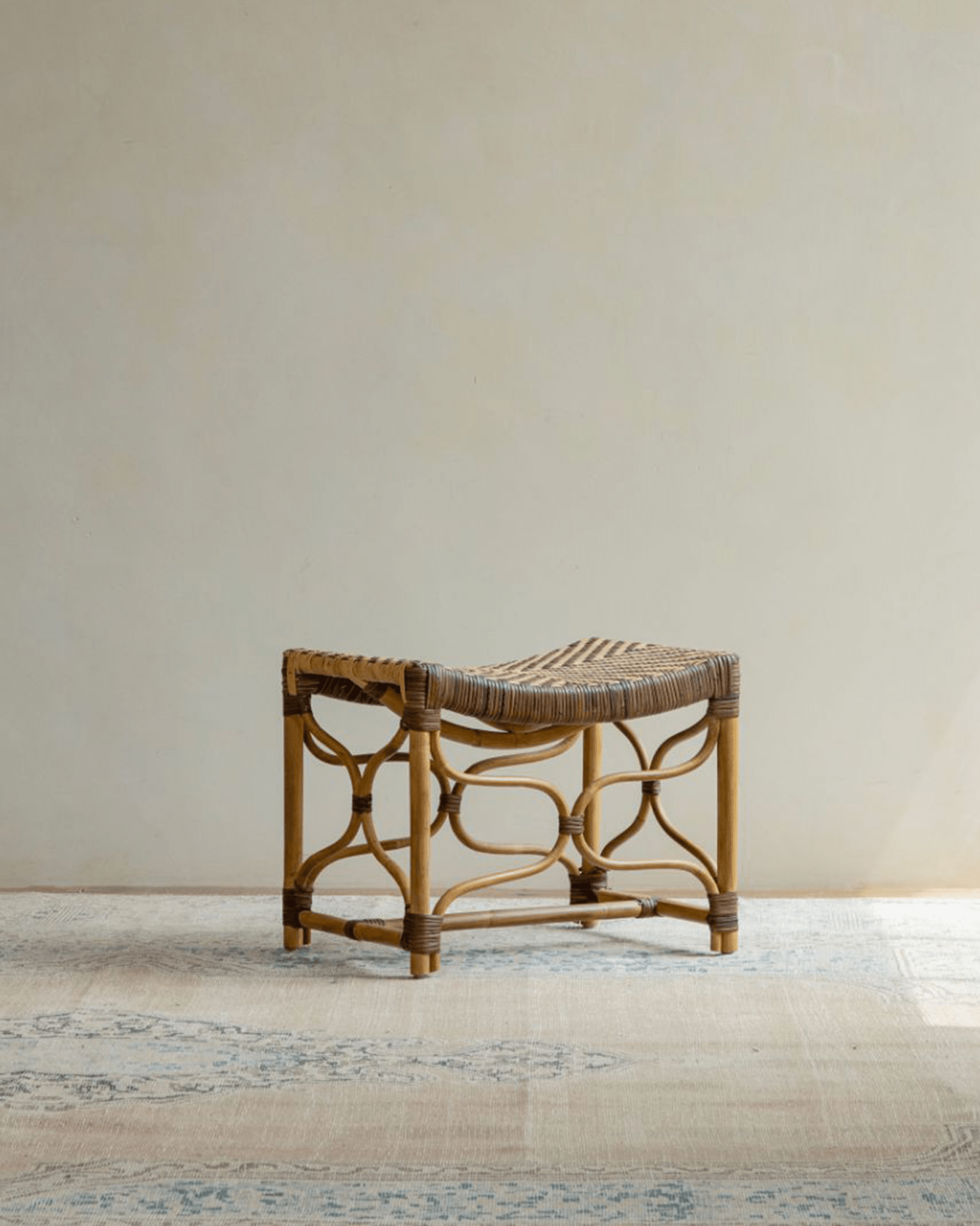 Melange Stool, Manau rattan stool with woven seat, natural color, product photo