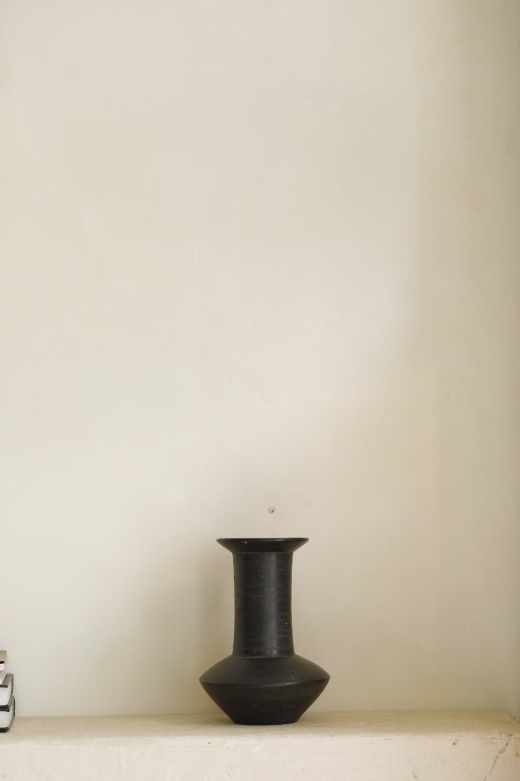 Black ceramic vase, geometric design, perfect for home decor