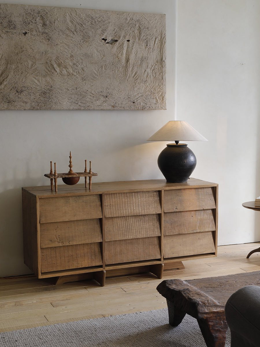 NO.9 Sideboard made from reclaimed wood with nine drawers, minimalist design